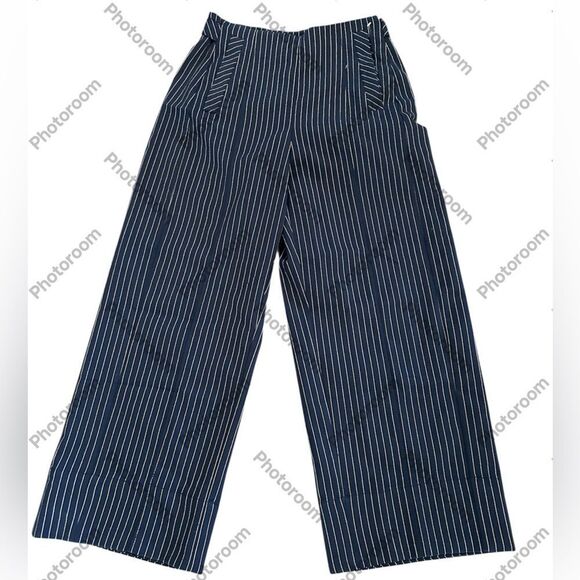 Free People Acadia Trouser Blue Combo/Pinstripe Size 2, NWOT - Picture 3 of 13